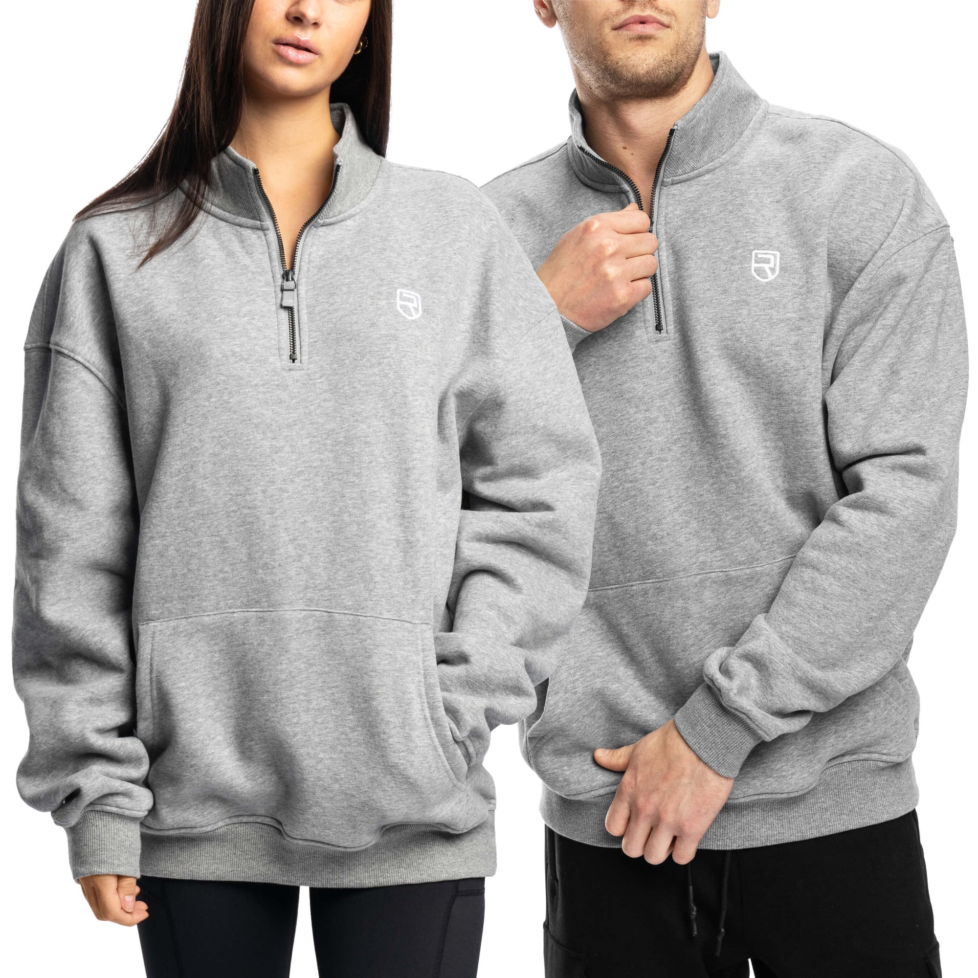 Comfy Crew Half Zip - Light Grey Marl