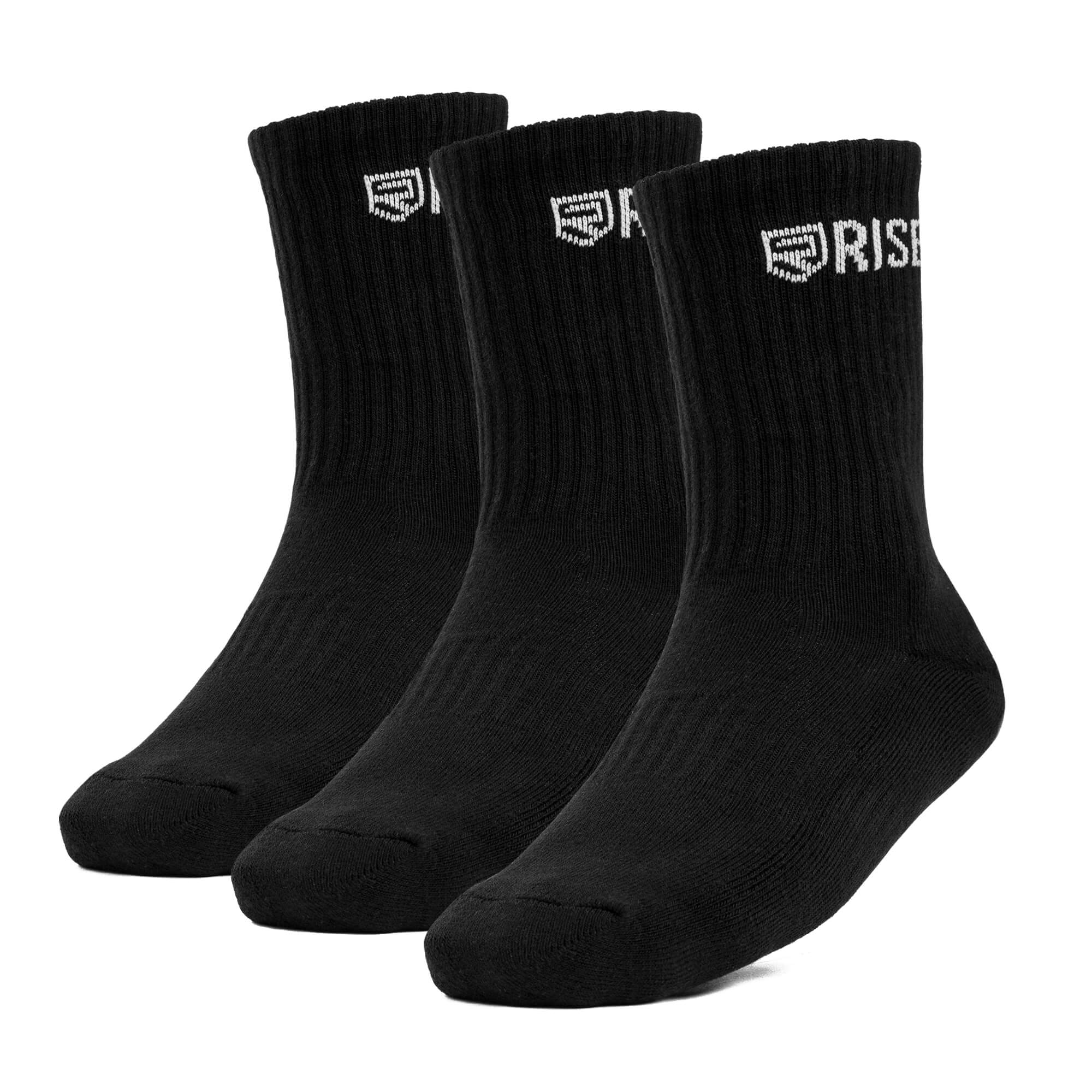 Rise Crew Socks – Black (3pk)