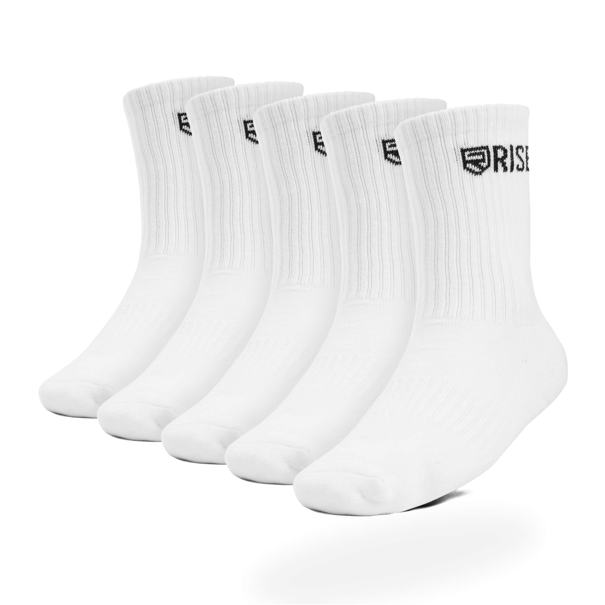 Rise Crew Socks – White (5pk)