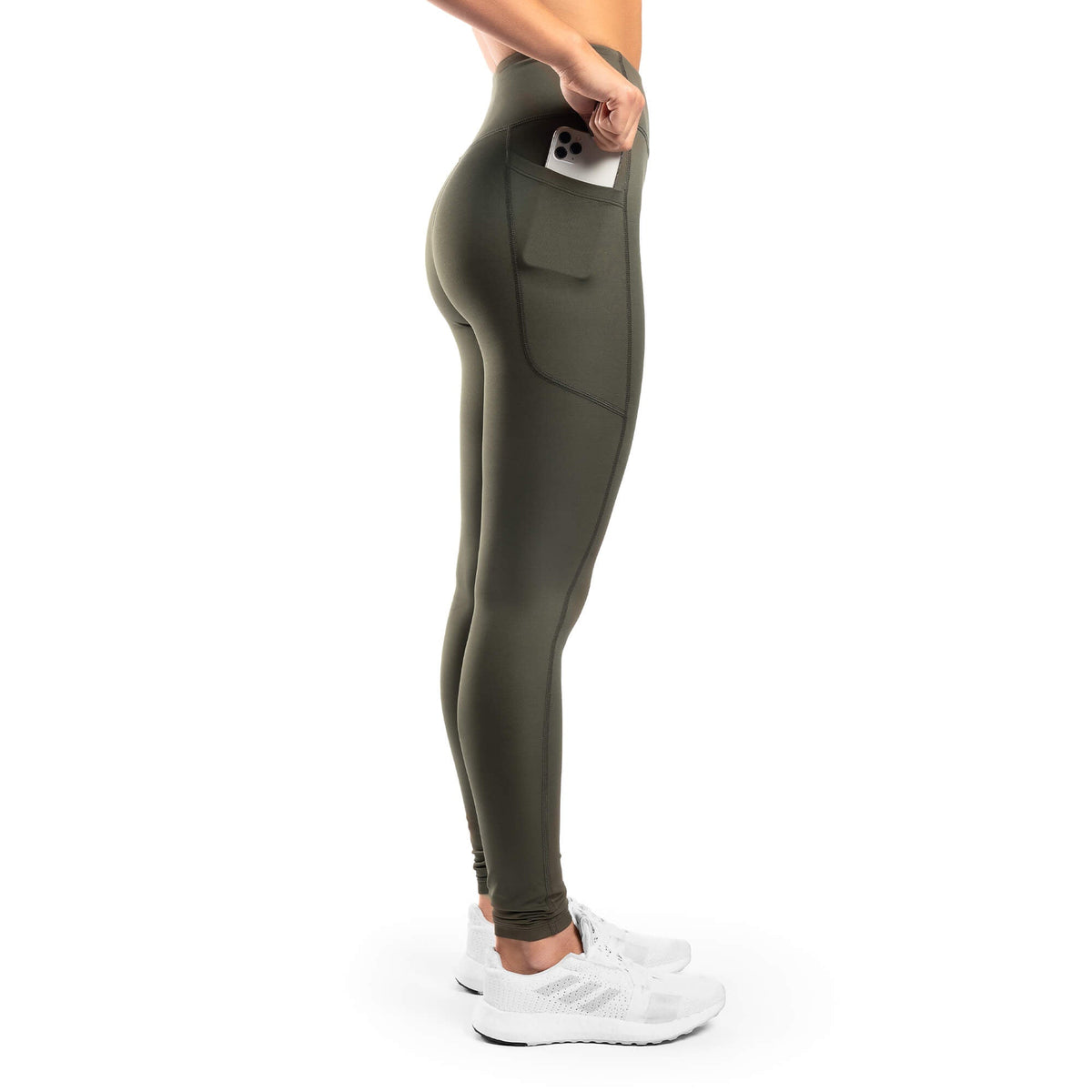 Arsenal High-Waisted Pockets Leggings - Army Green - Rise