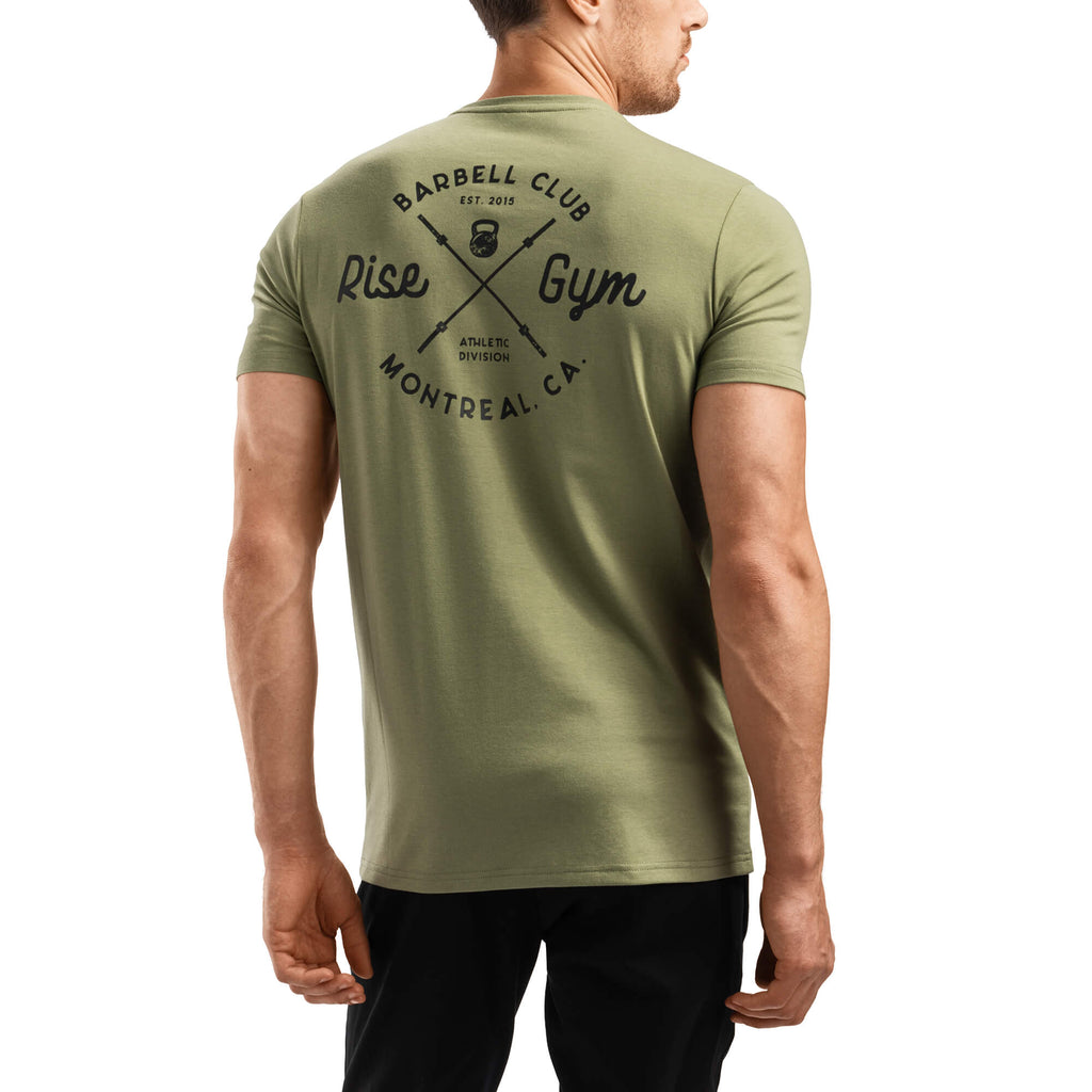 Rise | Never Stop Dreaming. Barbell Club Shirt - Army Green S