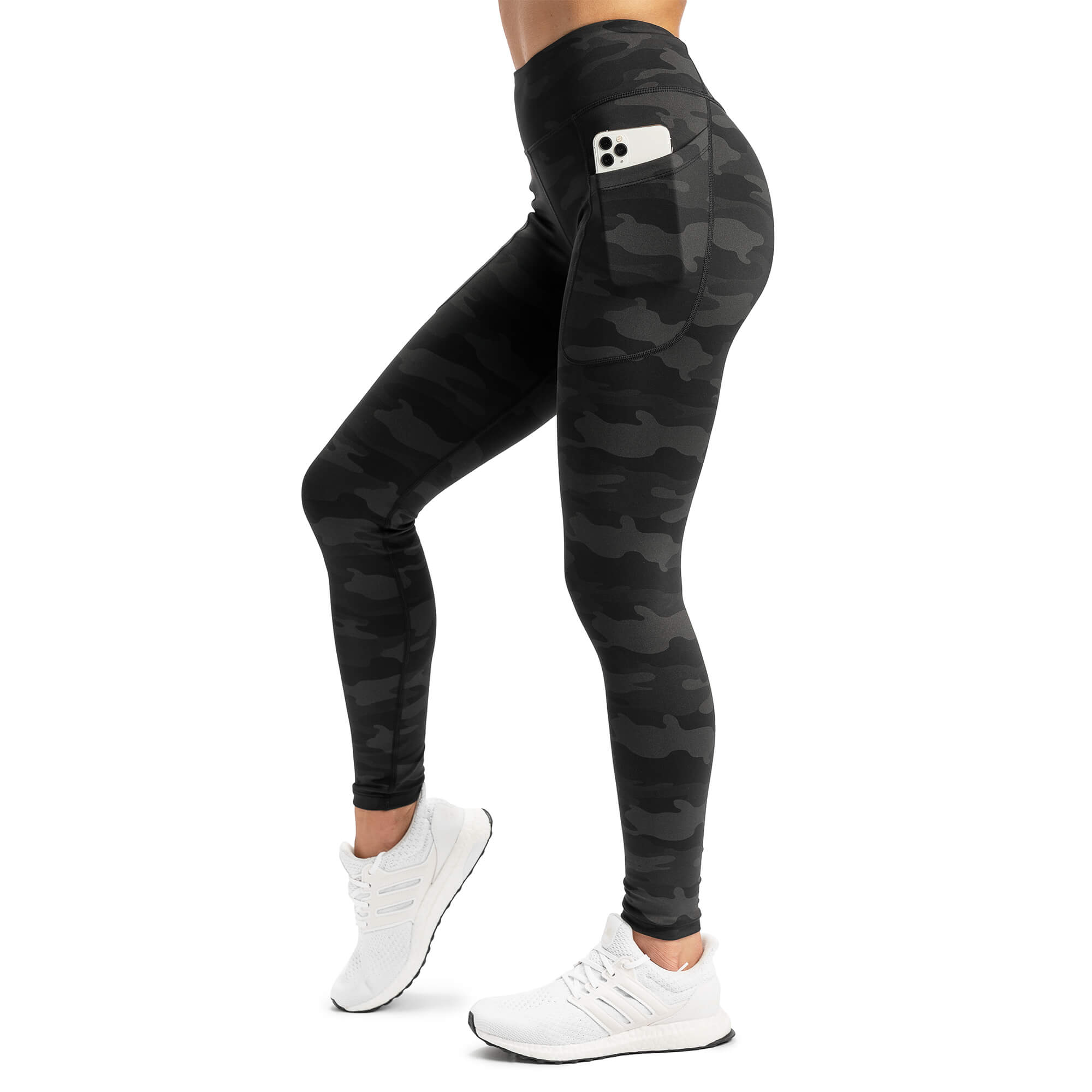 Womens Workout Light Grey Camo Leggings with Pockets | Gearbunch.com