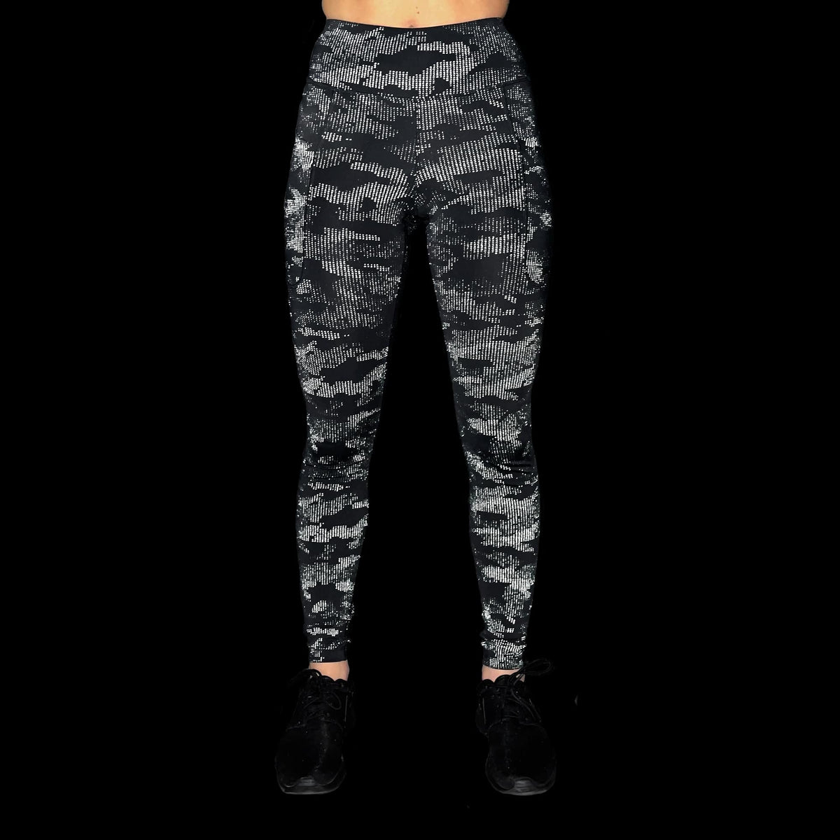 Activewear High Waisted Yoga Pants with Reflective Dotted Camo